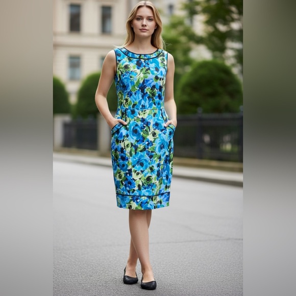 AGB Dresses & Skirts - AGB Floral Blue and Green Dress